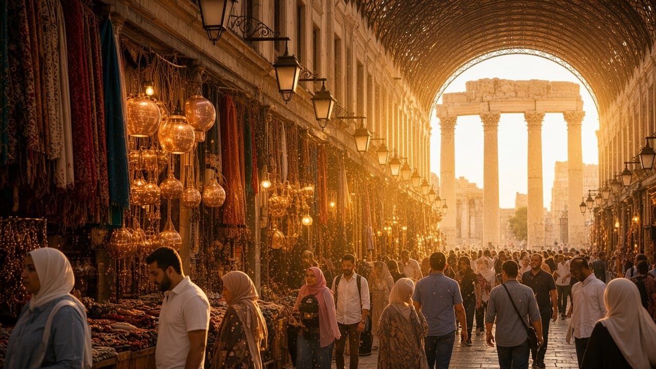 Iron roof and shopfronts of Souq al-Hamidiyya