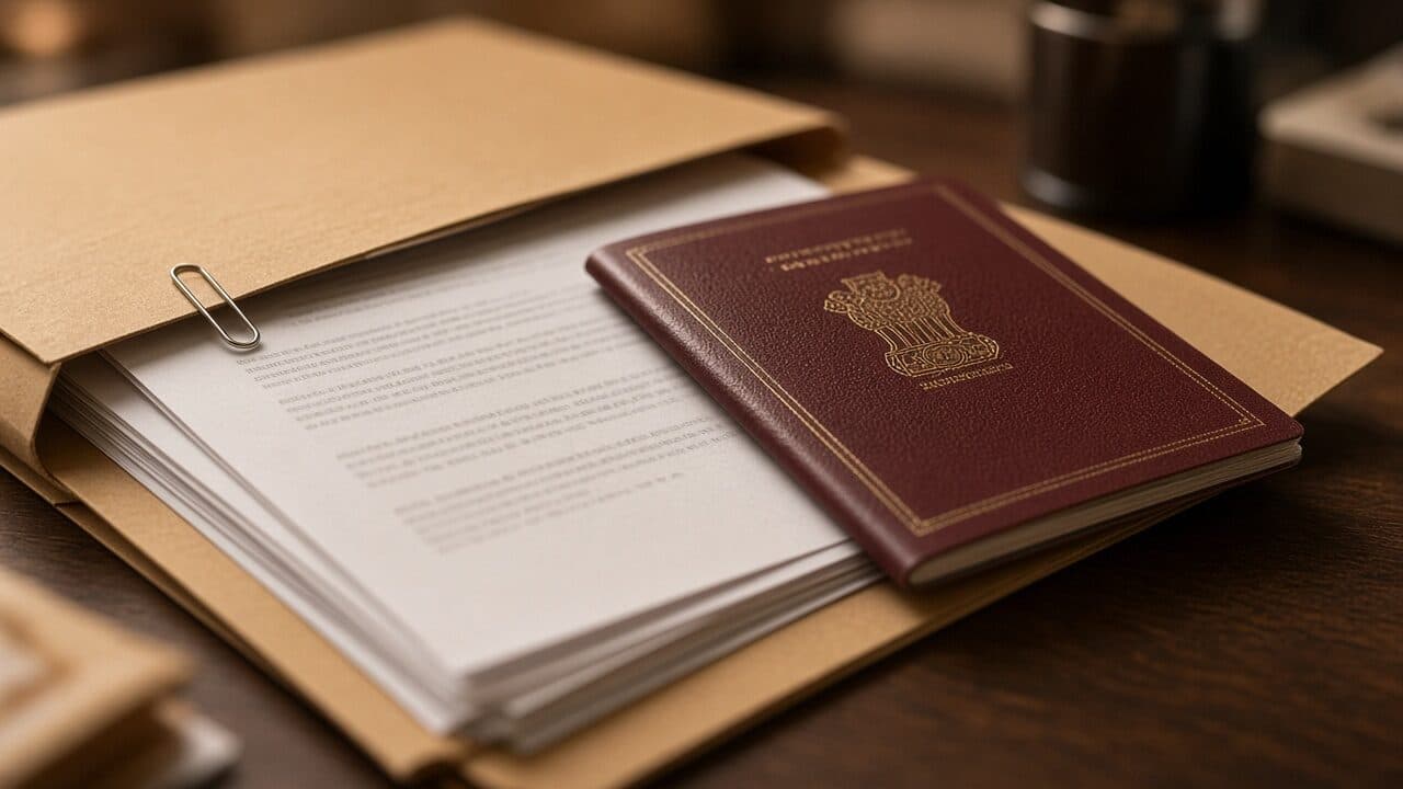 Passport and pre-approval papers in a folder