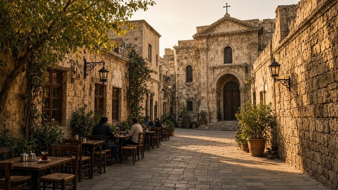 Evening table in a Jdeideh lane in old Aleppo